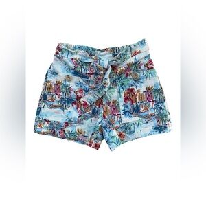Zara Size 11-12 Tropical Island Print Front Tie Shorts